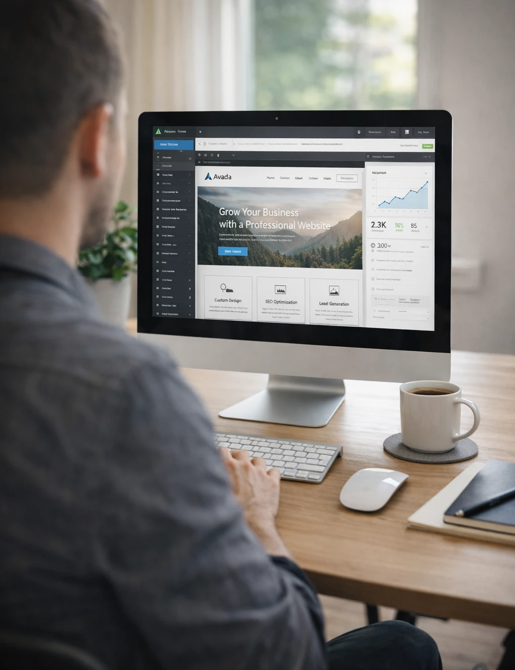 Website designer working on a custom WordPress website build in Rochester MN